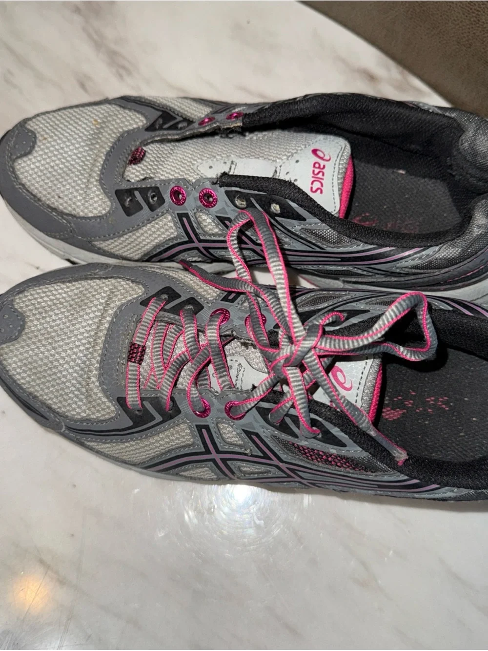 ASICS Gel-Venture 6 Running Shoes T7G6N Gray Silver Pink Women's US Size 9